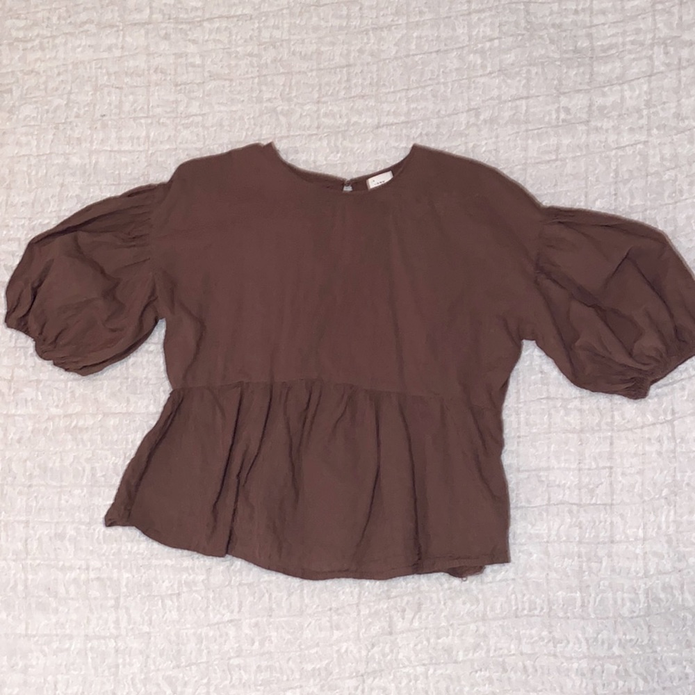 Balloon Sleeve Peplum Blouse